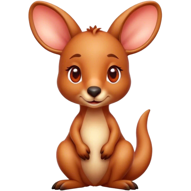 Cinematic Cute Kangaroo Portrait Emoji, Head tilted playfully and inquisitively, featuring a glossy red-orange fur with soft, rounded ears and round, sparkling amber eyes full of curious mischief, Simplified yet irresistibly adorable features, highly detailed, glowing with a warm, friendly glow, high shine, affectionate and bouncy, stylized with a touch of outback whimsy, bright and endearing, soft glowing outline, capturing the essence of a mischievous yet loving kangaroo, so playful it feels like it could hop out of the screen and into your arms! emoji