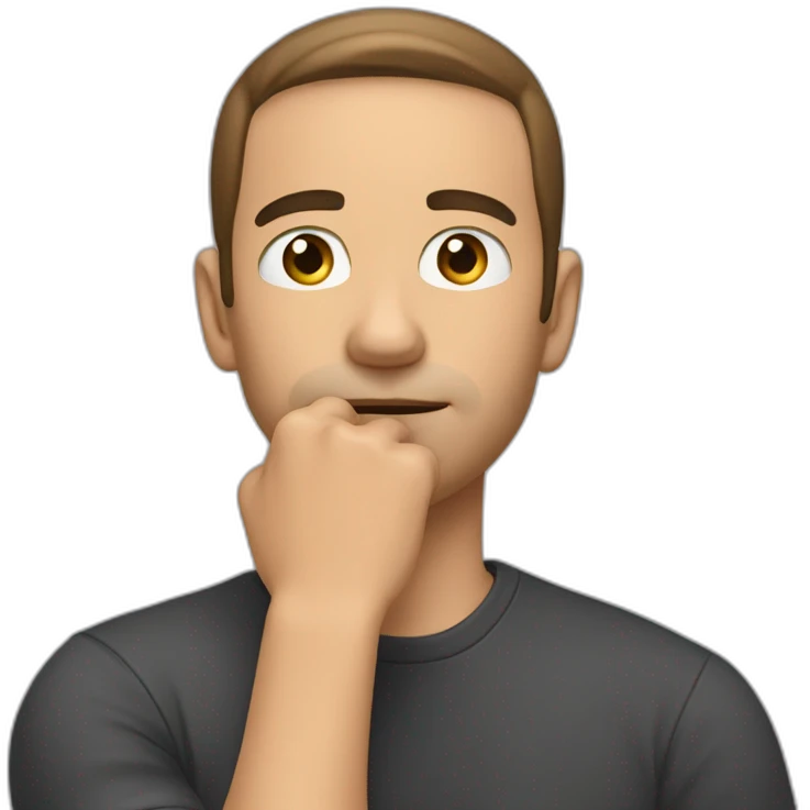Man touch his chin with hand emoji