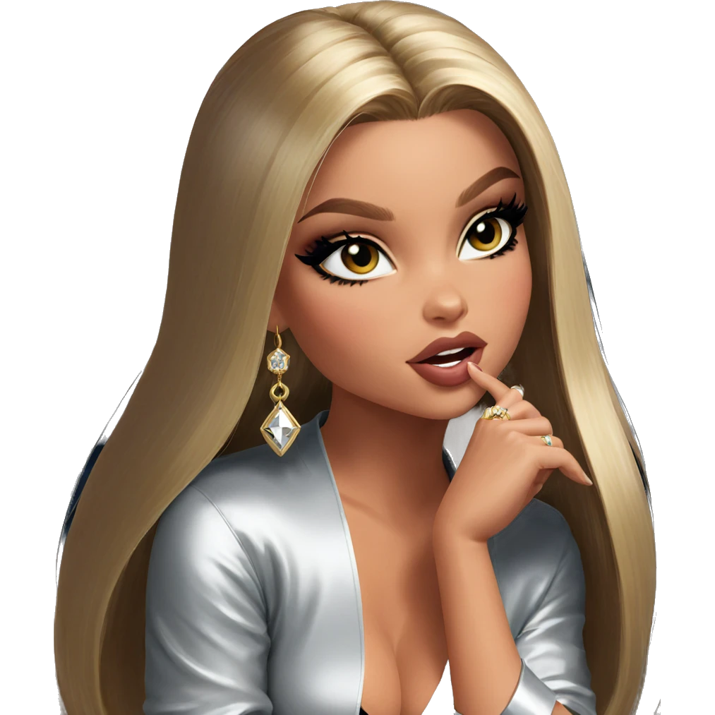 blonde beauty indoors with jewelry emoji