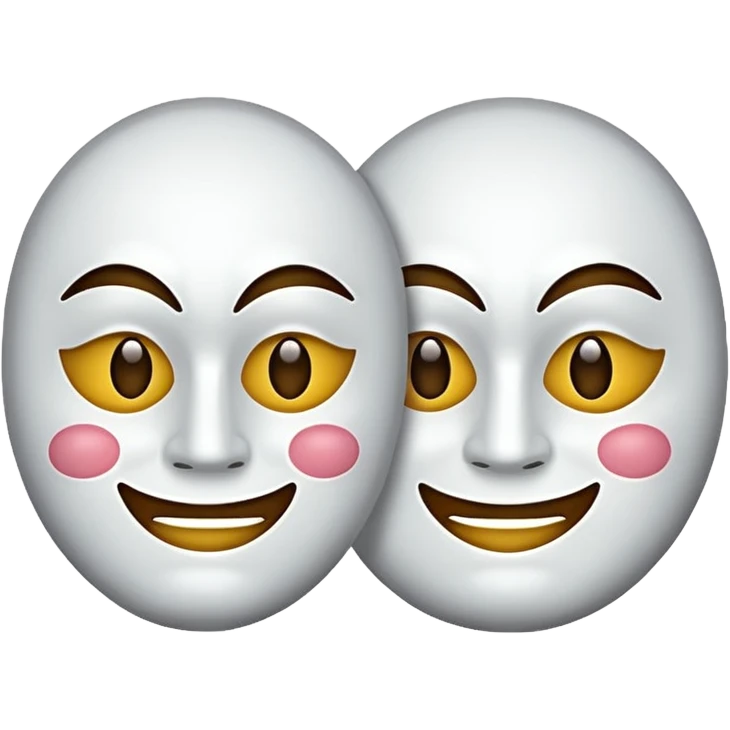  color white Two mask that is circling one is happy the other is sad emoji