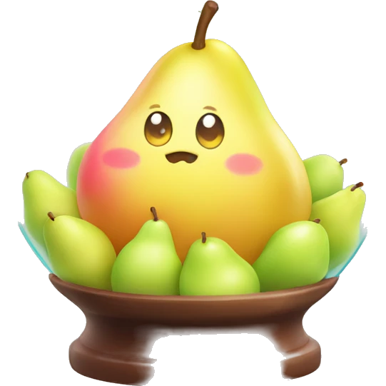 Kawaii colorful baby pear in a candy globe emoji