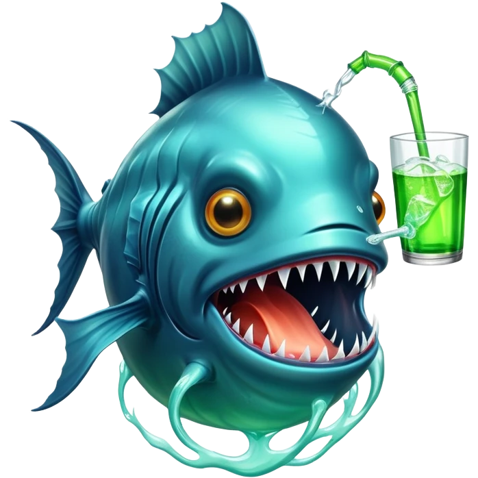 An anglerfish drinking mountain dew emoji