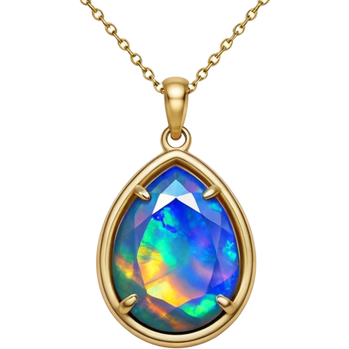 Hyperrealism, gorgeous black opal gemstone charm, 14k sparkling Gold necklace emoji