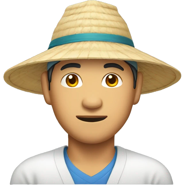 Asian man wearing Vietnamese hat emoji