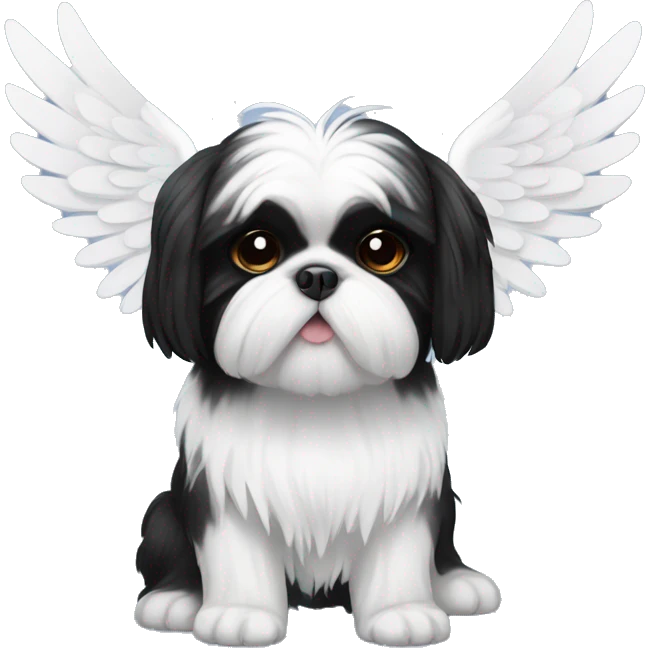 black and white shih tzu with wings emoji