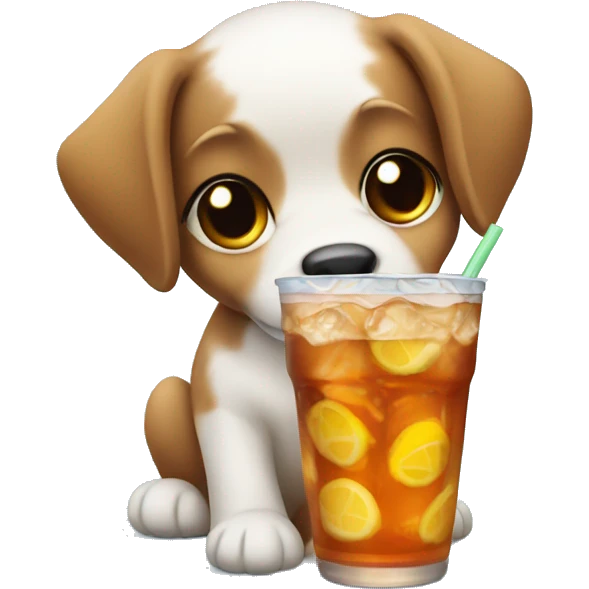 Puppy with an iced tea  emoji