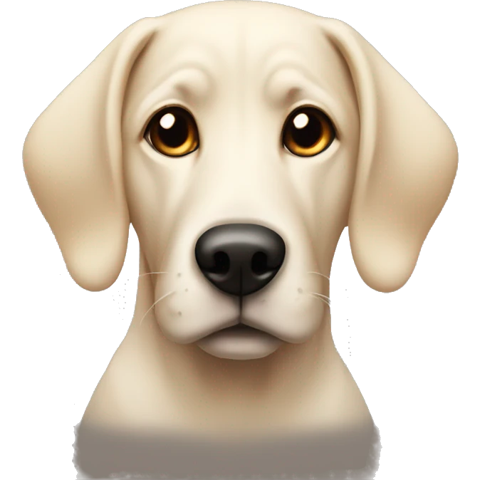 A lab dog with floppy ears and black on his ears and snout emoji