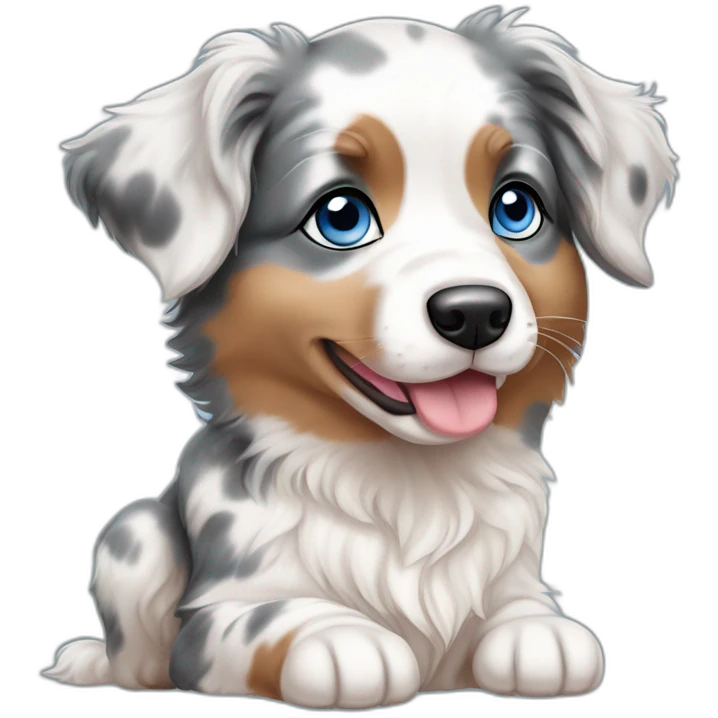 baby dog ​​with blue eyes, merle color, Australian Shepherd breed emoji