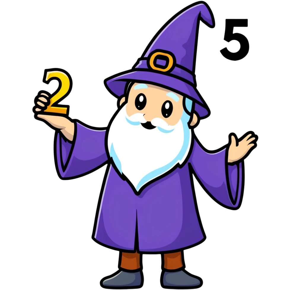 wizard holding number 5 emoji
