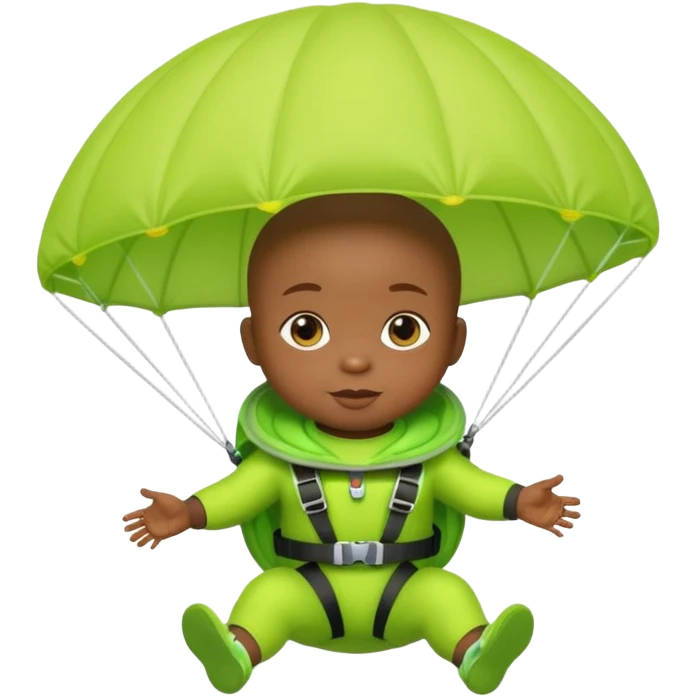 Skydiving black baby with parachute and UFO lime emoji