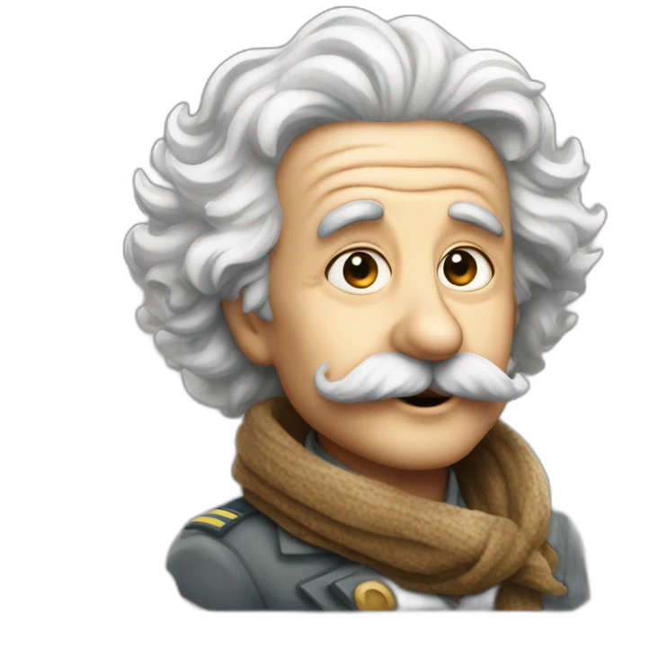 Einstein as old timey pilot with billowing scarf emoji