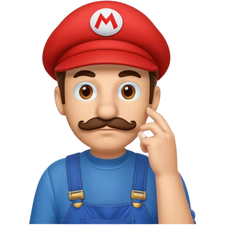 mario thinking with his hand on his chin emoji