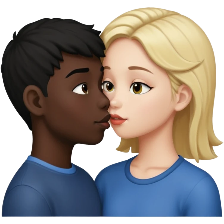With boy kisses black girl emoji