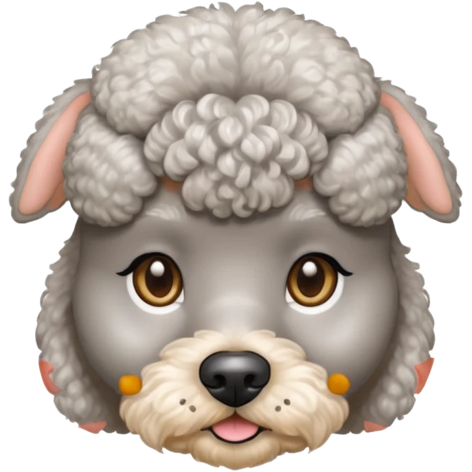 gray miniature poodle face with puppy cut and no earings emoji