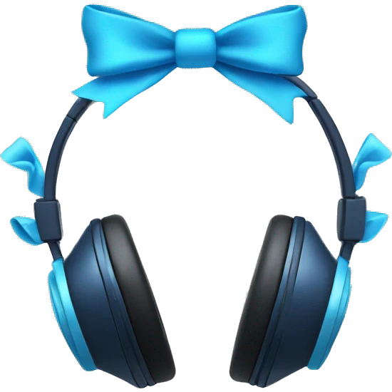Headphones with aesthetic bows in blue emoji
