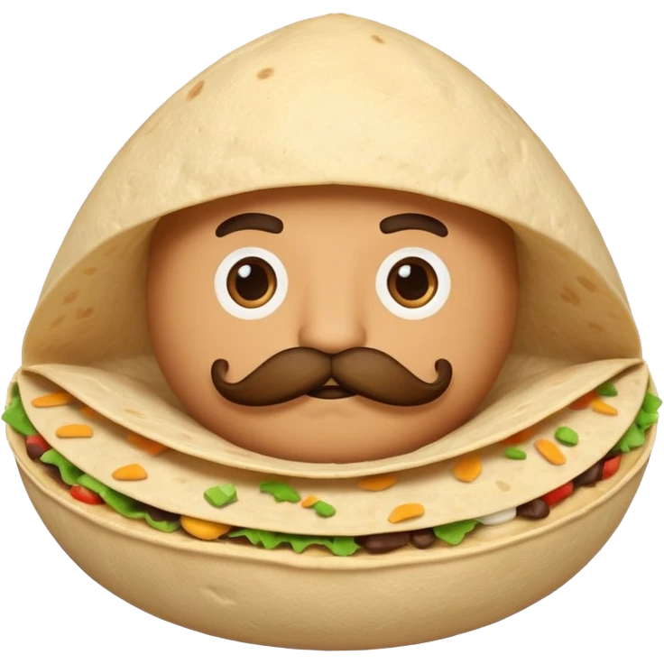 a fresh "Flting" flour tortilla football with a mustache emoji