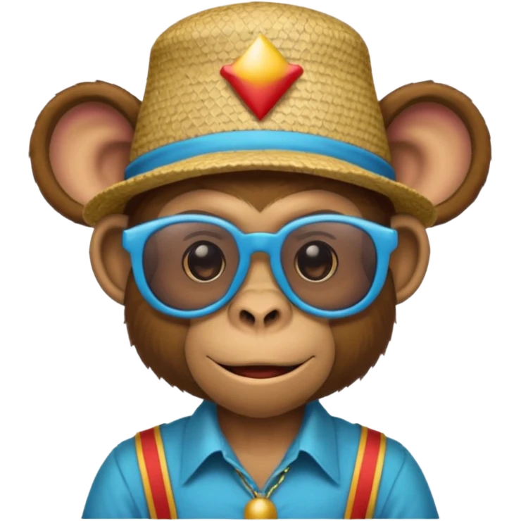 a sunglasses monkey with circus hat and shirt emoji