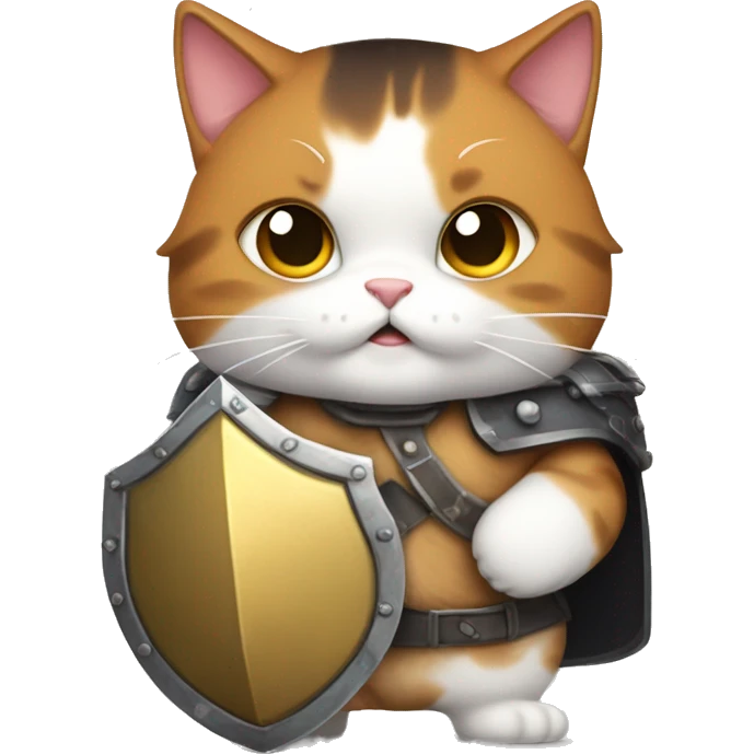 Fat calico cat with a shield  emoji