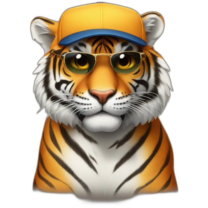 Tiger with sunglasses and cap emoji
