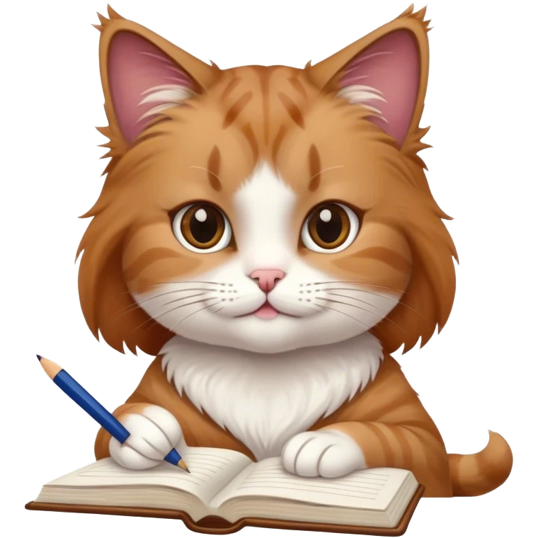 Female Cat doing homework emoji