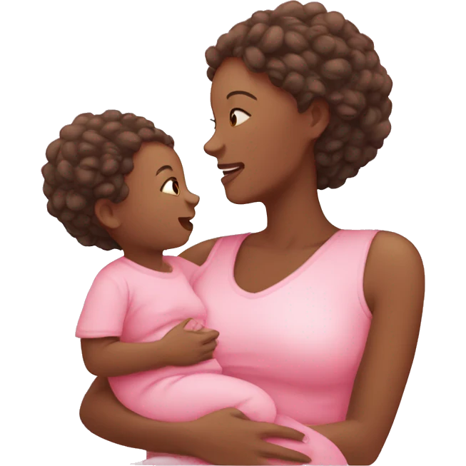 Mom and baby pink cute emoji