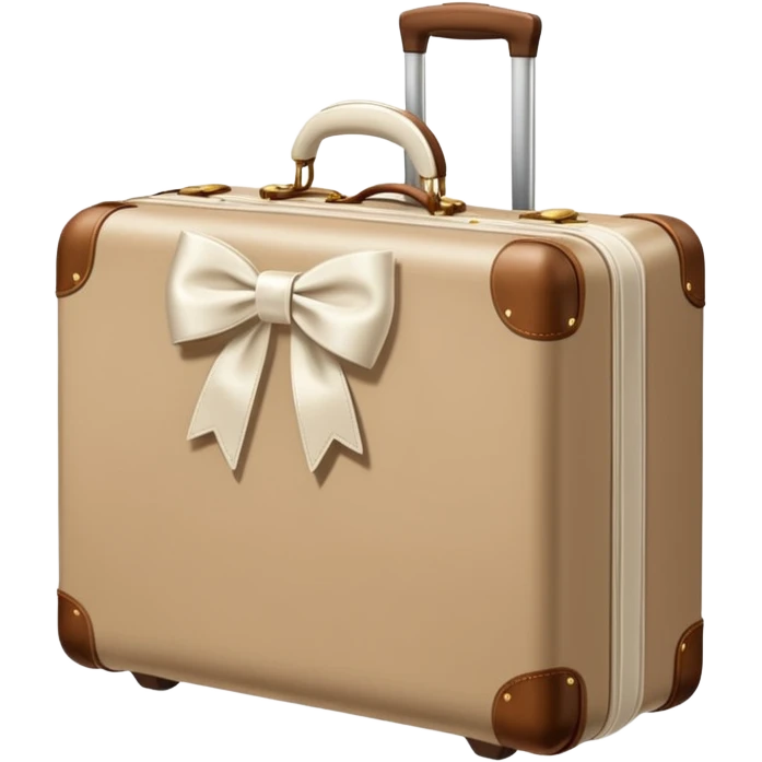 Beige luggage with white bow  emoji