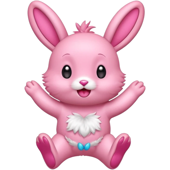 Exited pink bunny, kawaii chibi fluffy ears and body jumping of excitement  emoji
