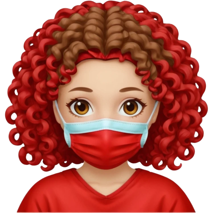 Lilith symbol seductress evil surgeon. Hair curly, long, and brown. Red surgical mask and hair covering. She works for cartel and kills with a scalpel. , evil surgeon  emoji