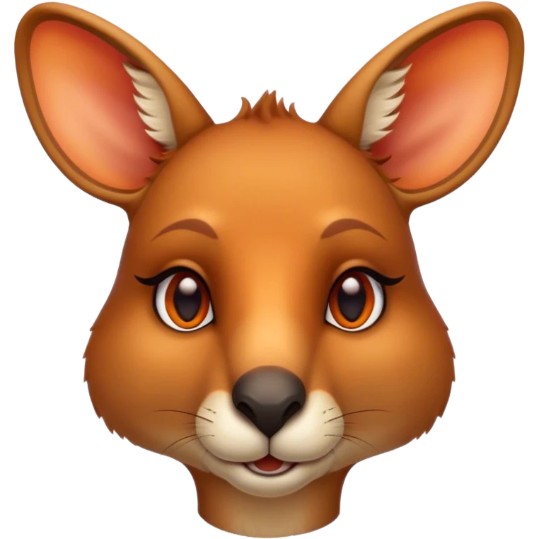 Cinematic Noble Kangaroo Portrait Emoji, Poised and regal, with a powerful, muscular build and a sleek, well-groomed fur of warm red-orange hues, deep-set soulful amber eyes and a strong tail, Simplified yet sharp and sophisticated features, highly detailed, glowing with a warm, dignified glow, high shine, intelligent and athletic, stylized with an air of outback majesty, focused and attentive, soft glowing outline, capturing the essence of a watchful and confident marsupial, so majestic it feels as though it could bound out of the screen with effortless authority! emoji