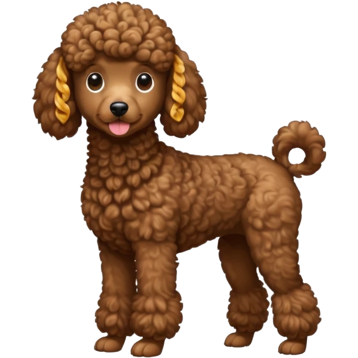 Create a full-body Apple-style emoji of a brown poodle emoji