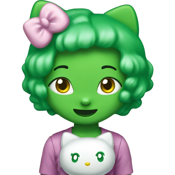 Green hello kitty emoji