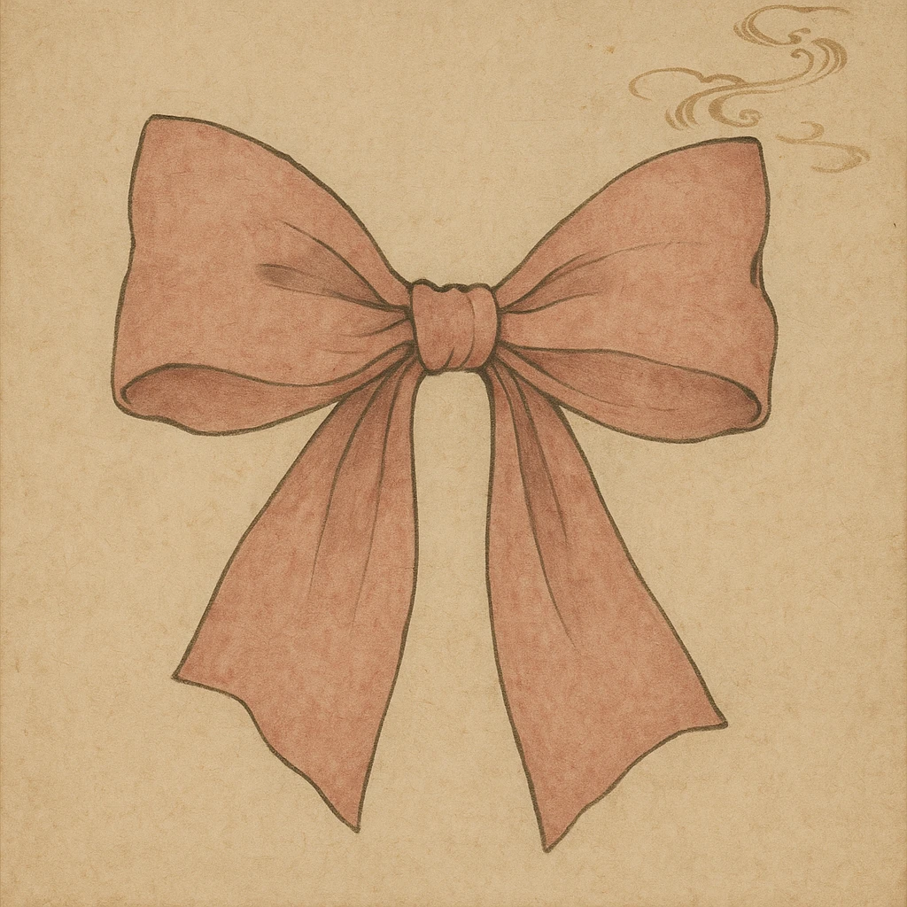 pink gothic bow, nihonga style, traditional Japanese painting, elegant and refined emoji