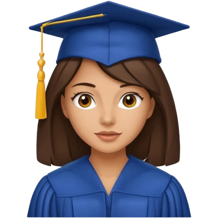 brunette woman with graduation cap emoji