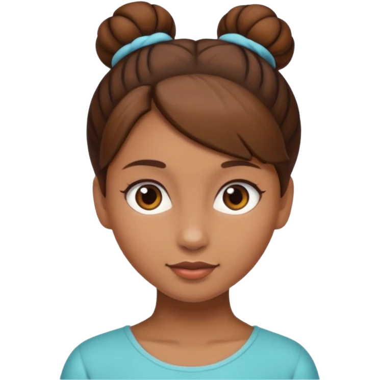 Girl with light brow skin and brown hair in bun emoji