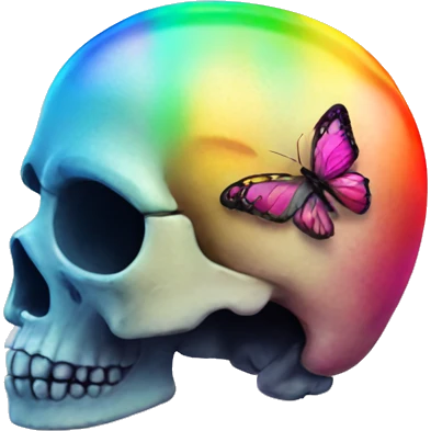 Skull rainbow butterflies emoji