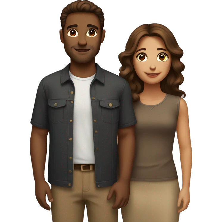 Brown haired couple emoji