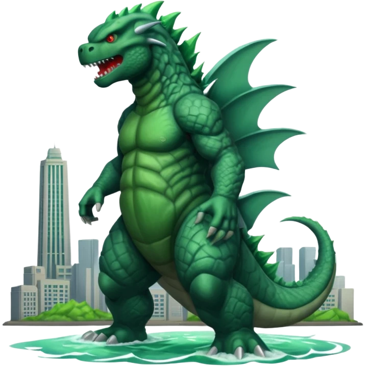 Buatkan gambar Godzilla yg sedang marah emoji