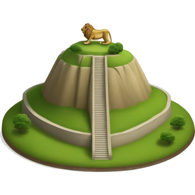 Lion's mound in Waterloo. It's green hill with a lion statue at the top emoji