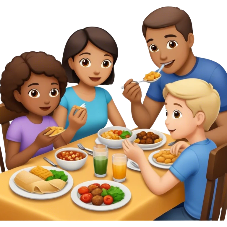 Family eating at restaurant emoji