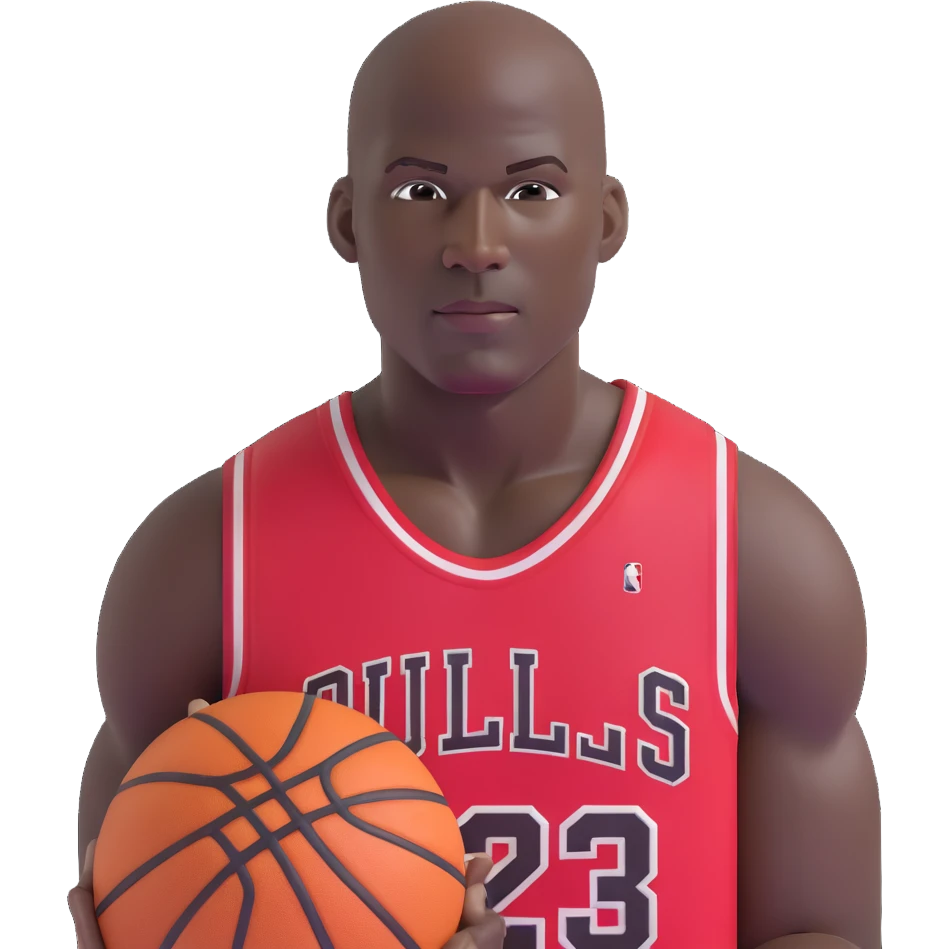 Michael Jordan basketball player with clear detailed face, upper body portrait emoji