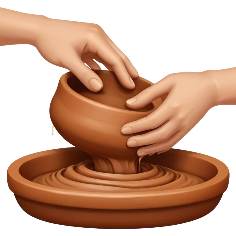 Hands kneading pottery clay emoji
