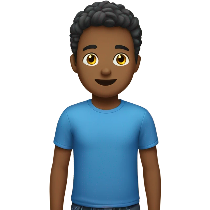 boy in blue shirt indoors emoji