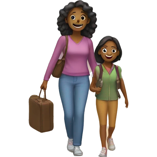 Mom and daughter on a trip emoji