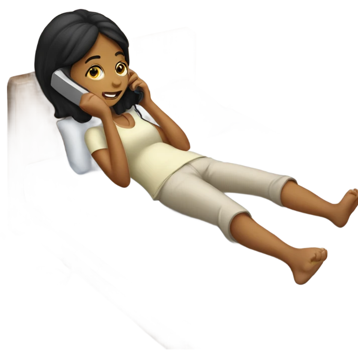 Girl laying in bed on the phone  emoji