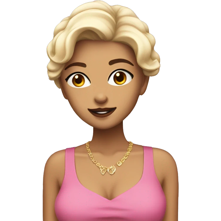 Persona morena con top rosa emoji