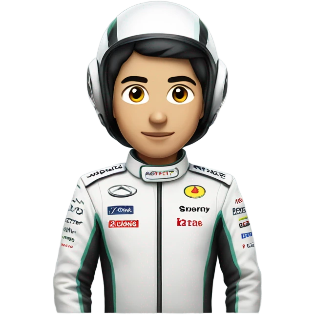 formula one driver, asian, black hair, mercedes emoji