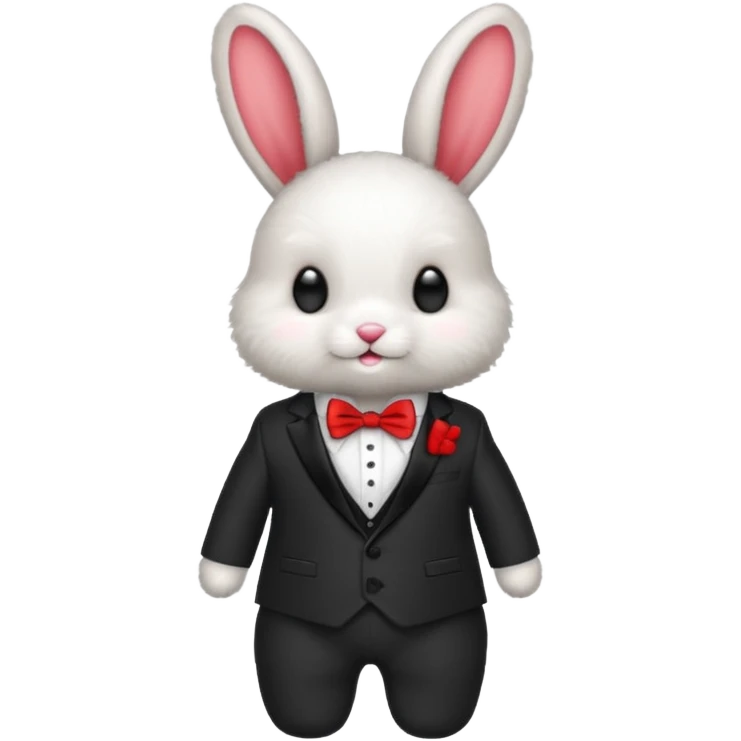 baby bunny in suit no carrot red bowtie emoji
