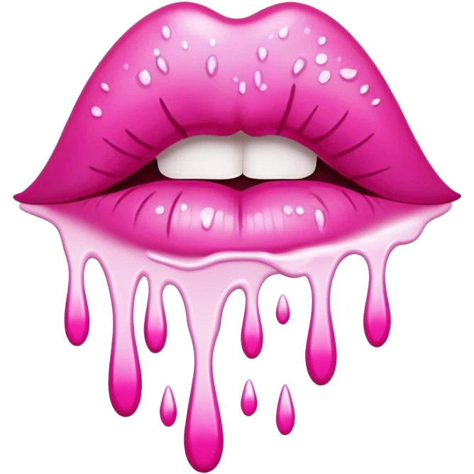 White paint dripping from hot pink ombre glittery lips emoji