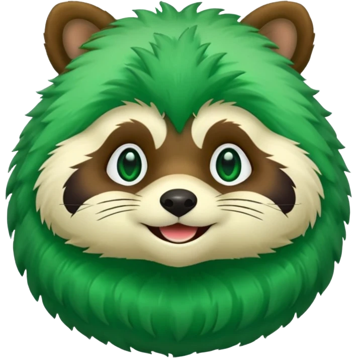 Green tanuki, all green body, only green tone colors emoji