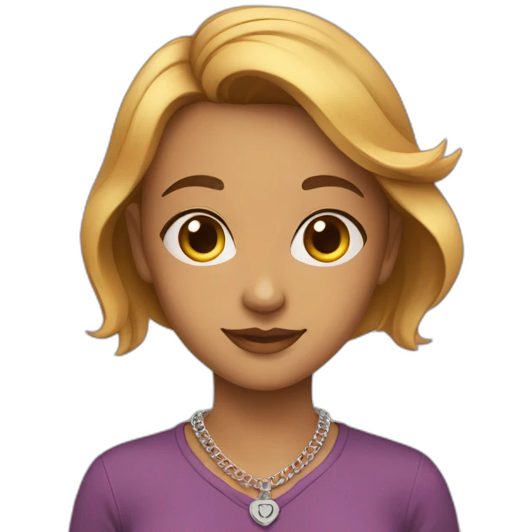 Straight haired girl with a necklace with a tag “aashna” emoji